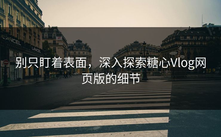 别只盯着表面，深入探索糖心Vlog网页版的细节