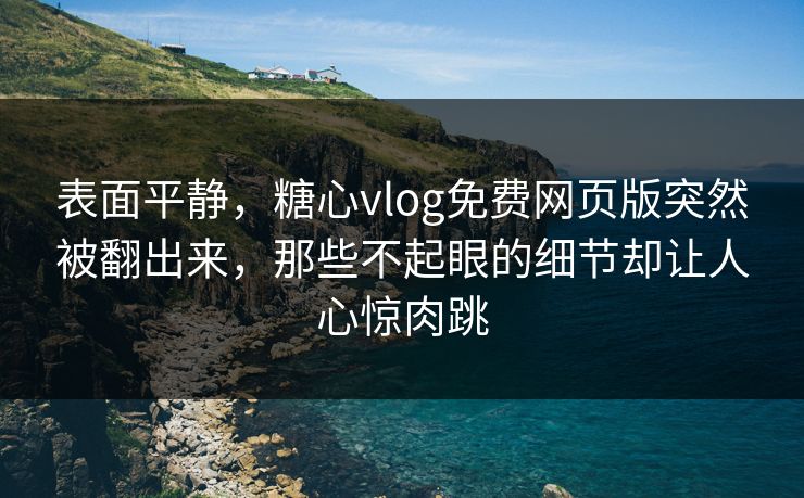 表面平静，糖心vlog免费网页版突然被翻出来，那些不起眼的细节却让人心惊肉跳