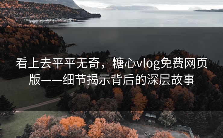 看上去平平无奇，糖心vlog免费网页版——细节揭示背后的深层故事