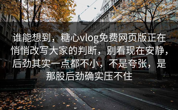 谁能想到，糖心vlog免费网页版正在悄悄改写大家的判断，别看现在安静，后劲其实一点都不小，不是夸张，是那股后劲确实压不住