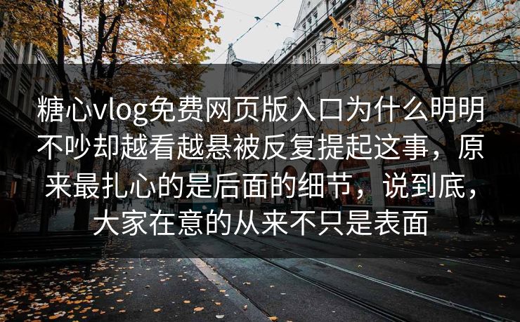 糖心vlog免费网页版入口为什么明明不吵却越看越悬被反复提起这事，原来最扎心的是后面的细节，说到底，大家在意的从来不只是表面