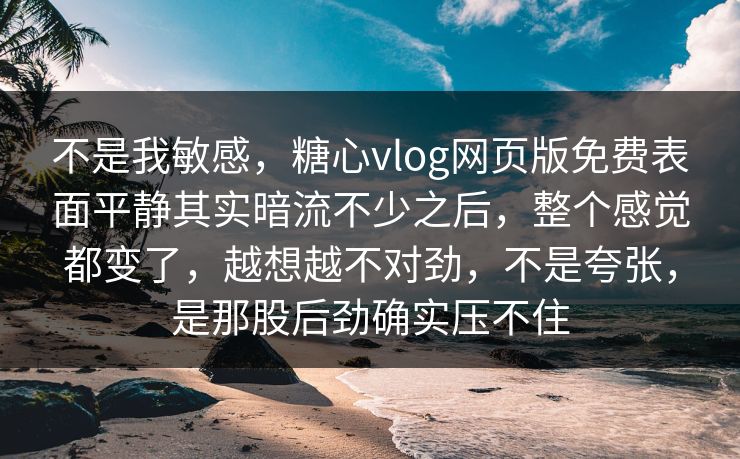 不是我敏感，糖心vlog网页版免费表面平静其实暗流不少之后，整个感觉都变了，越想越不对劲，不是夸张，是那股后劲确实压不住