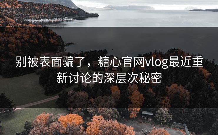 别被表面骗了，糖心官网vlog最近重新讨论的深层次秘密