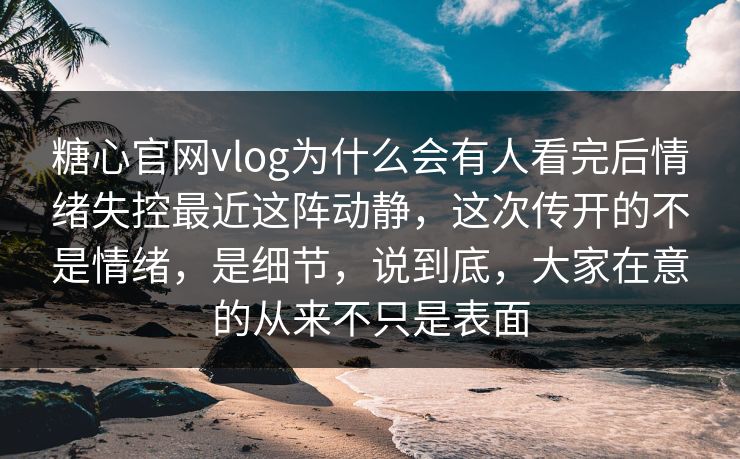 糖心官网vlog为什么会有人看完后情绪失控最近这阵动静，这次传开的不是情绪，是细节，说到底，大家在意的从来不只是表面
