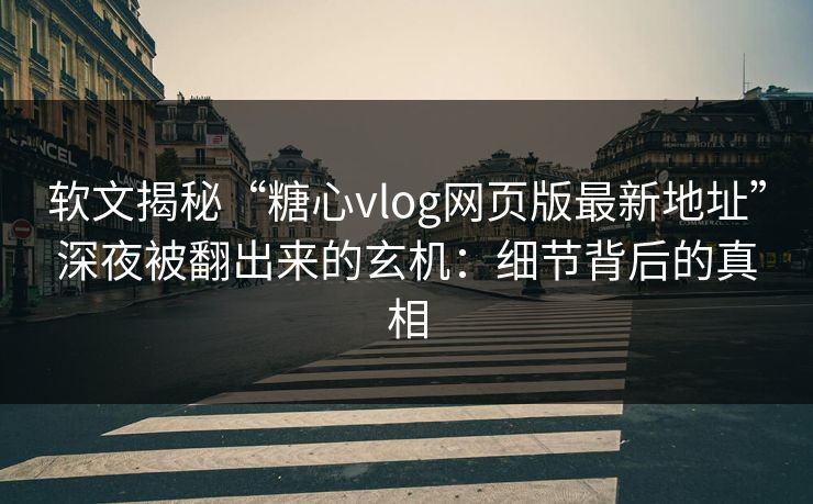 软文揭秘“糖心vlog网页版最新地址”深夜被翻出来的玄机：细节背后的真相