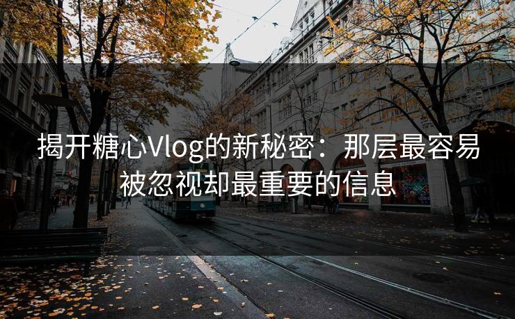 揭开糖心Vlog的新秘密：那层最容易被忽视却最重要的信息
