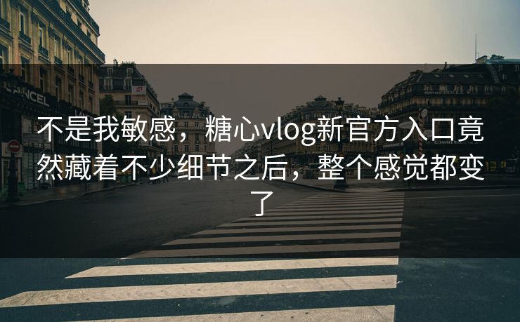 不是我敏感，糖心vlog新官方入口竟然藏着不少细节之后，整个感觉都变了