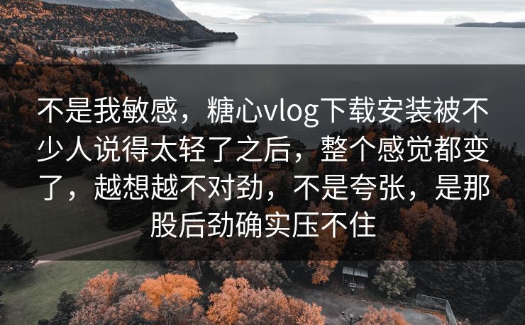 不是我敏感，糖心vlog下载安装被不少人说得太轻了之后，整个感觉都变了，越想越不对劲，不是夸张，是那股后劲确实压不住