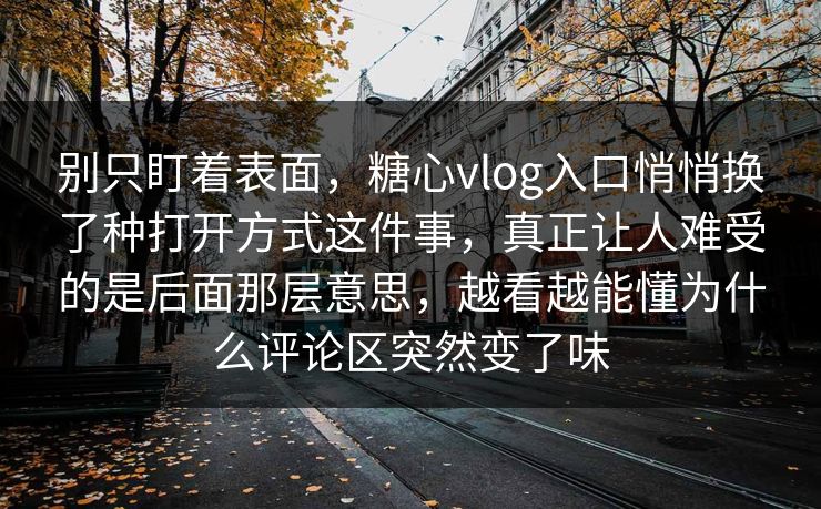 别只盯着表面，糖心vlog入口悄悄换了种打开方式这件事，真正让人难受的是后面那层意思，越看越能懂为什么评论区突然变了味