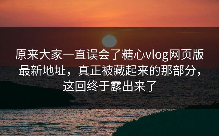 原来大家一直误会了糖心vlog网页版最新地址，真正被藏起来的那部分，这回终于露出来了
