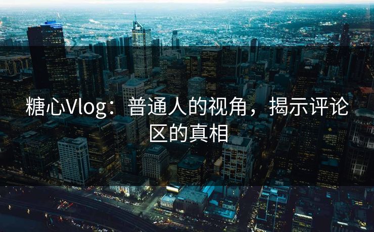 糖心Vlog：普通人的视角，揭示评论区的真相